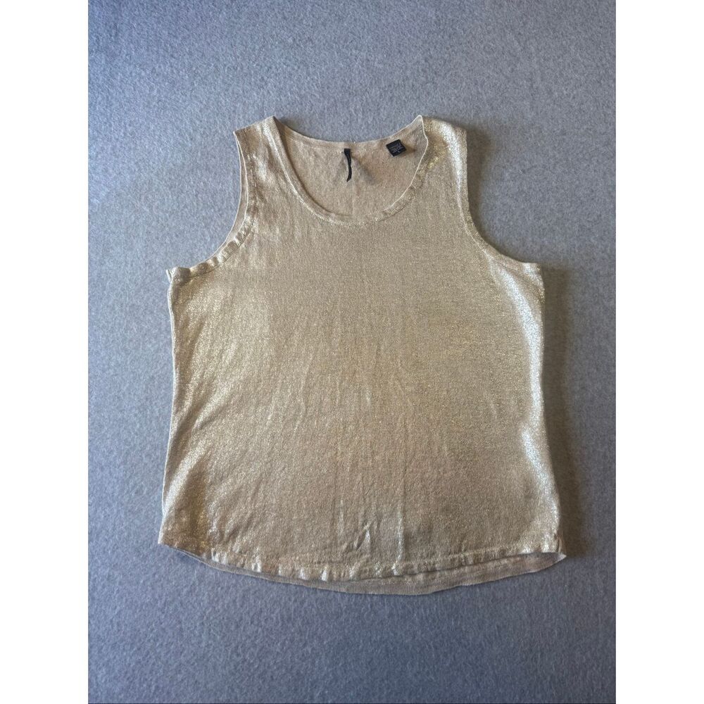 Isda & Co 100% linen gold/silver metallic top L